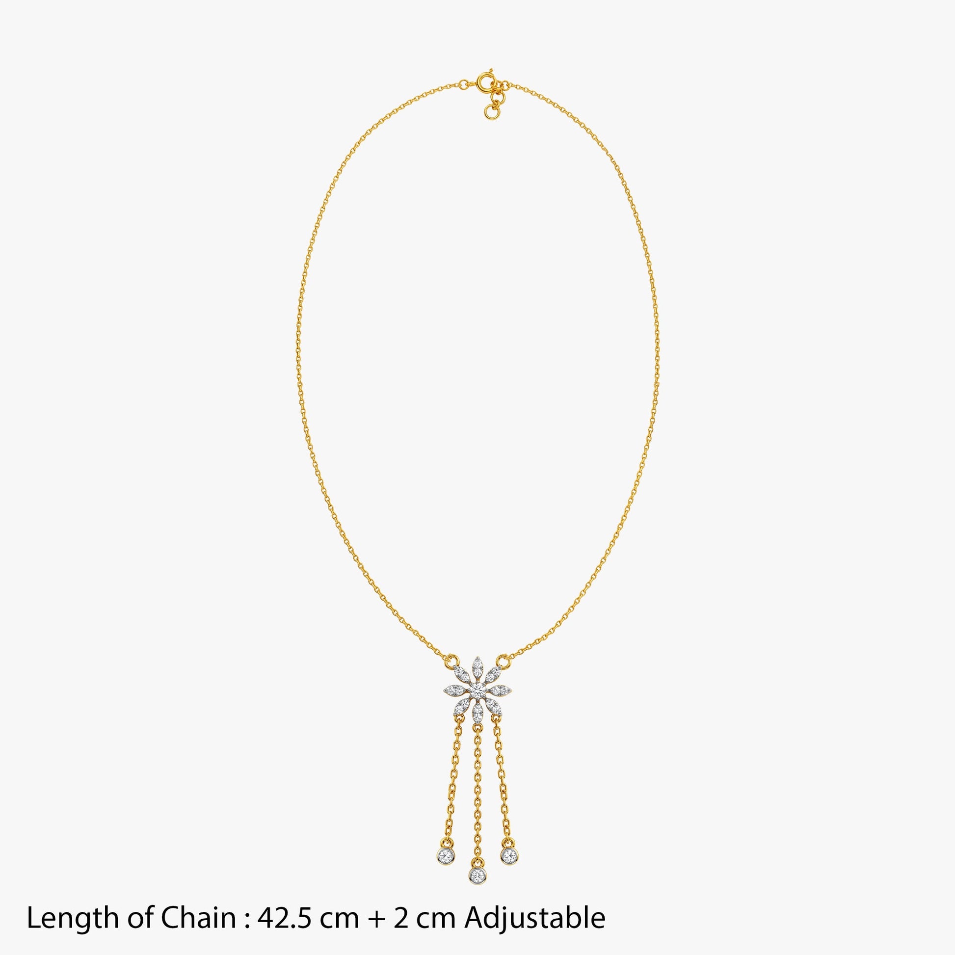 Gold Flower Drop Lab Grown Diamond Necklace