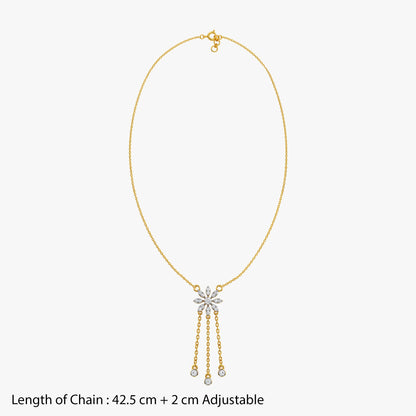 Gold Flower Drop Lab Grown Diamond Necklace