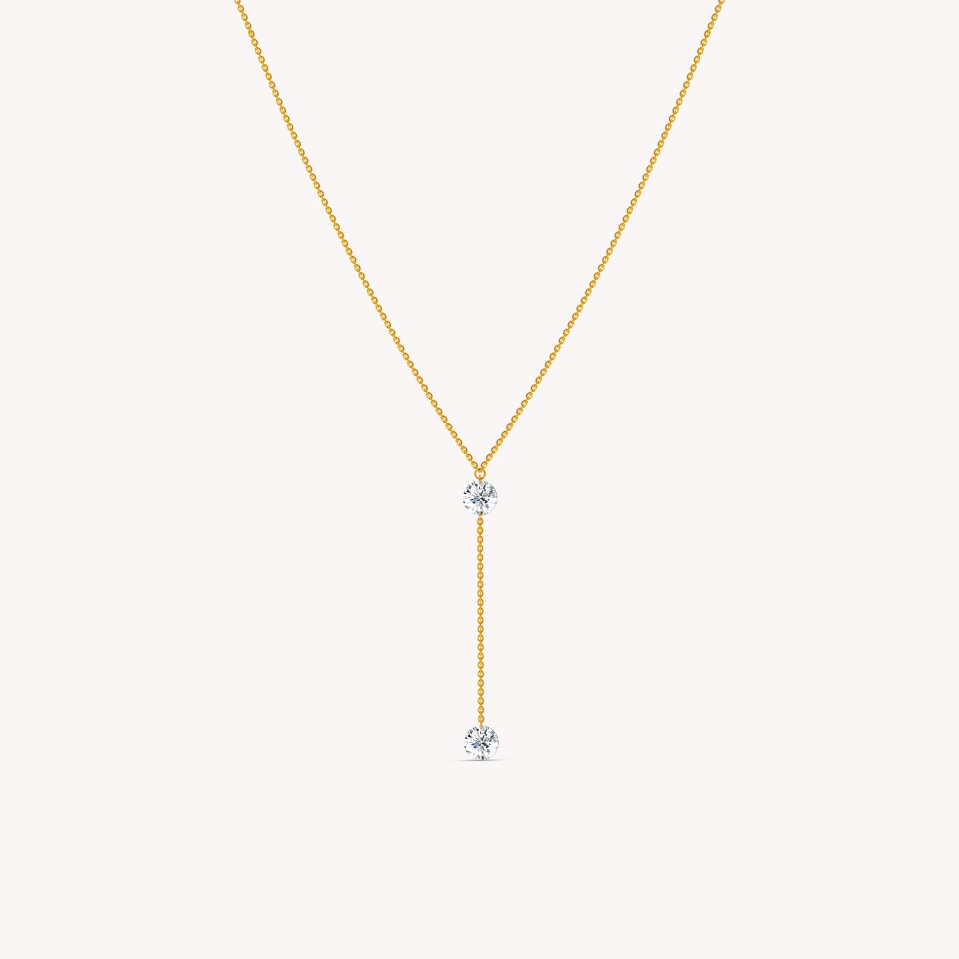 Gold Sorevia Lab Grown Diamond Lariat Necklace