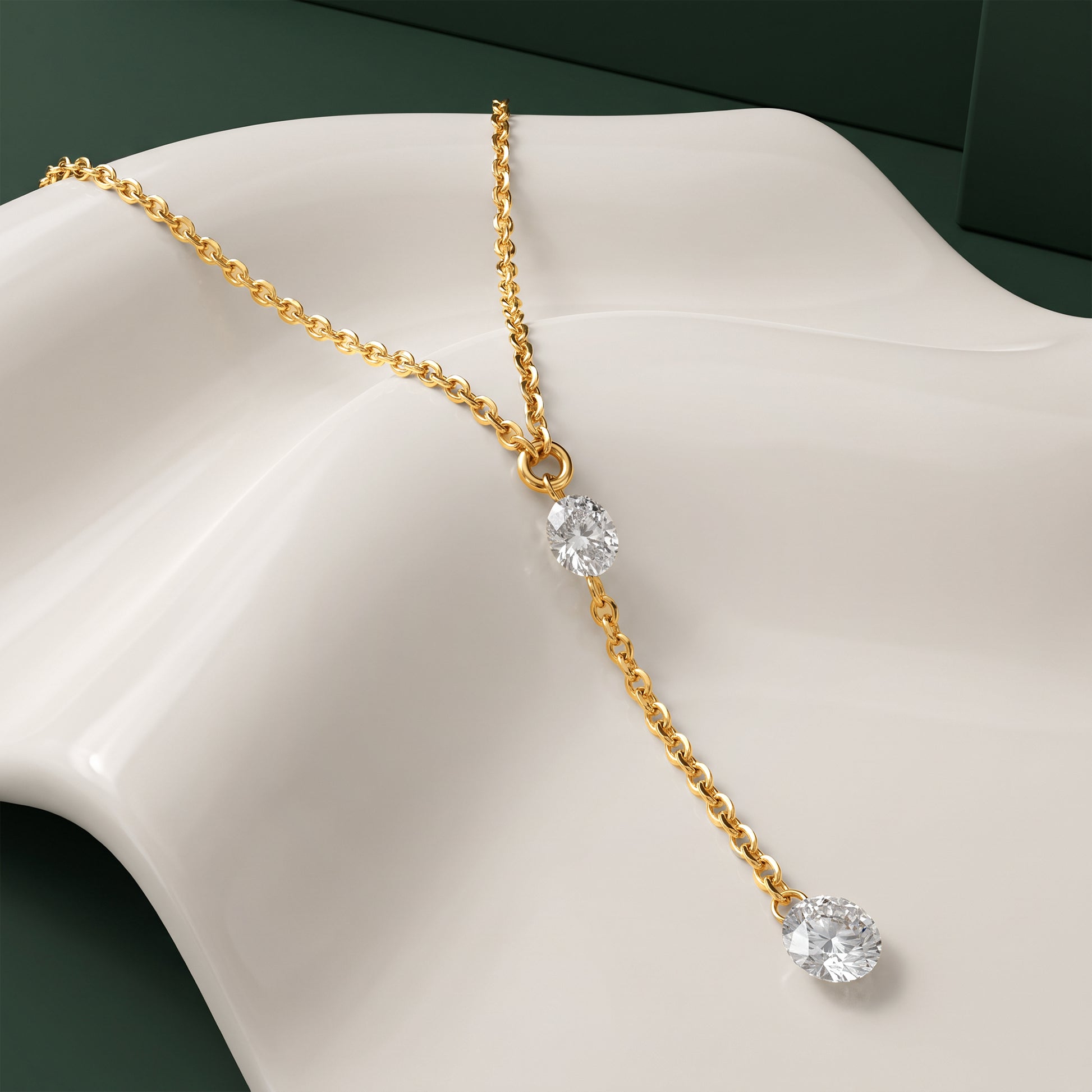 Gold Sorevia Lab Grown Diamond Lariat Necklace
