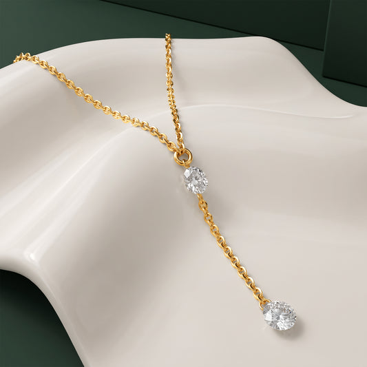Gold Sorevia Lab Grown Diamond Lariat Necklace