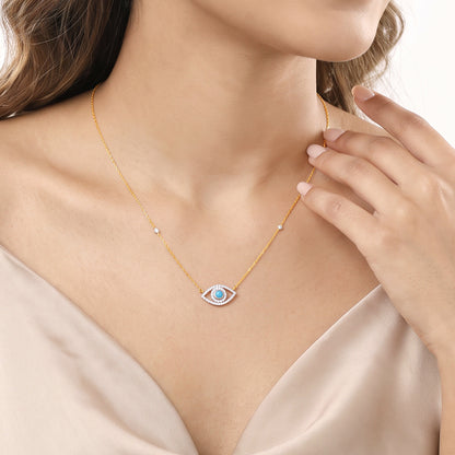 Gold Amara Evil Eye Lab Grown Diamond Necklace