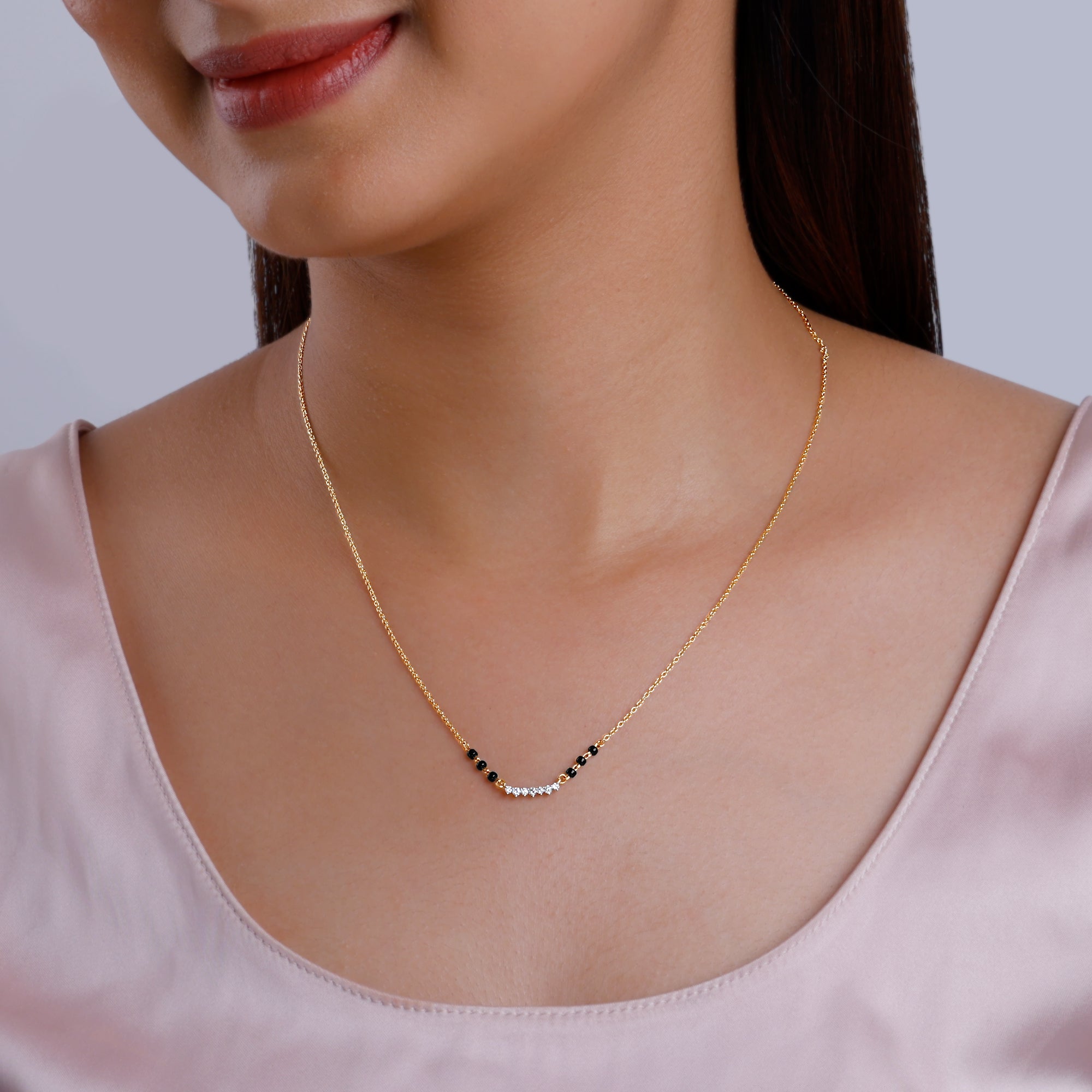 Gold Classic Brilliant Diamond Mangalsutra - view 3