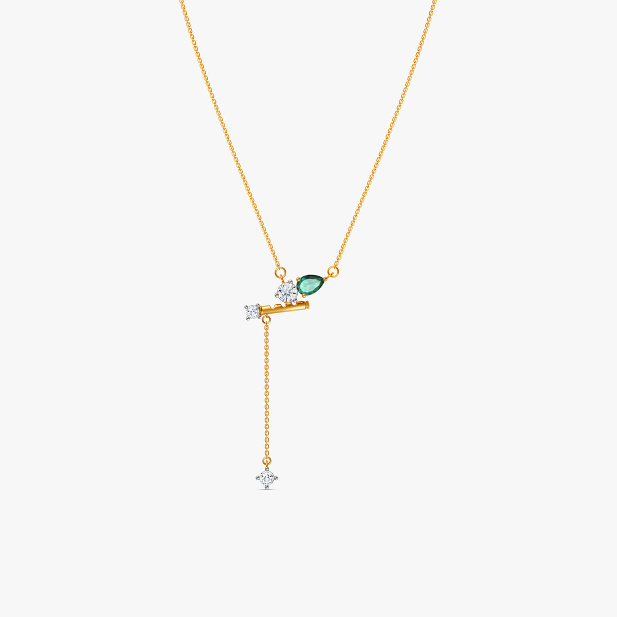 Gold Ras Bihari Lab Grown Diamond Lariat Necklace