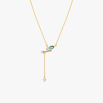 Gold Ras Bihari Lab Grown Diamond Lariat Necklace
