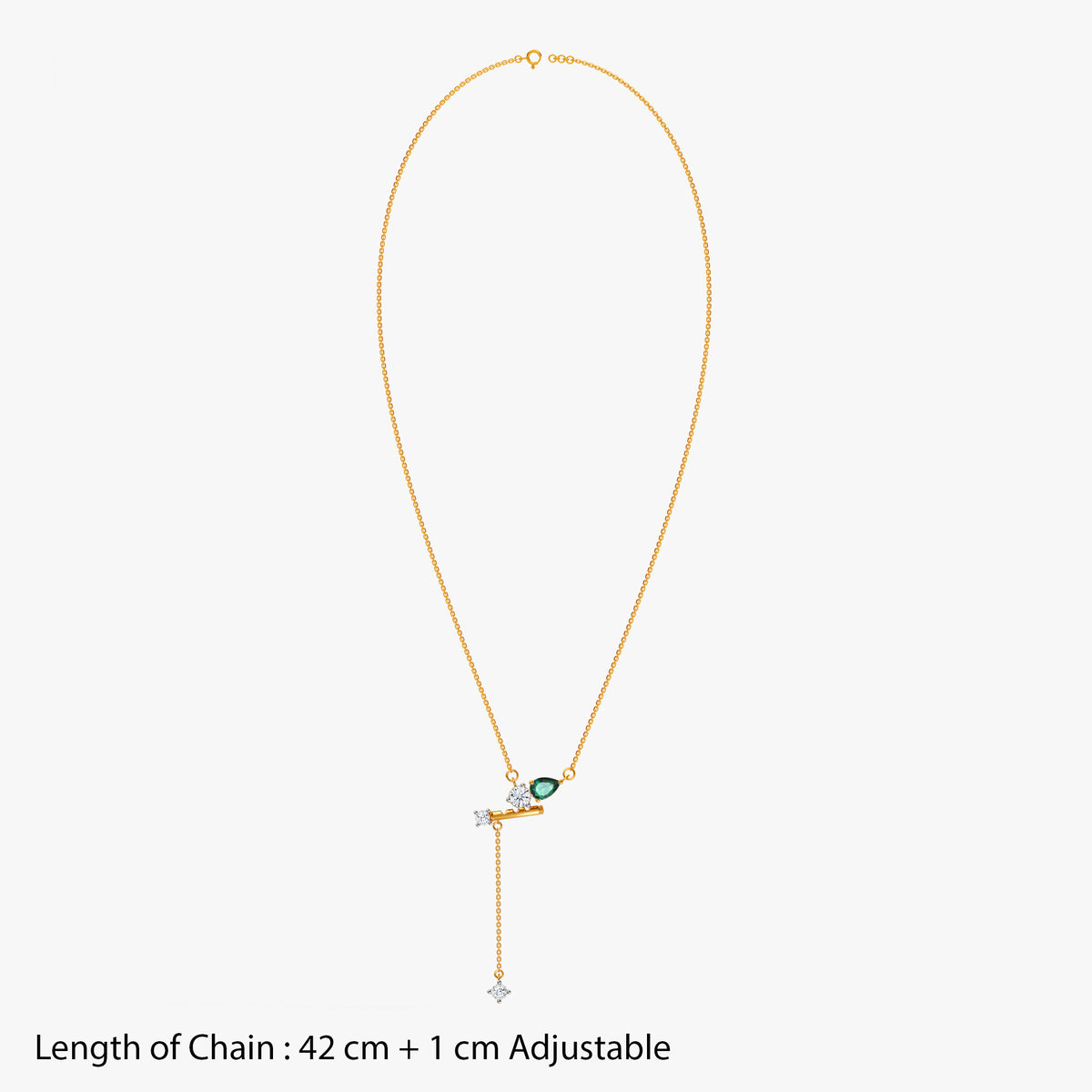 Gold Ras Bihari Lab Grown Diamond Lariat Necklace