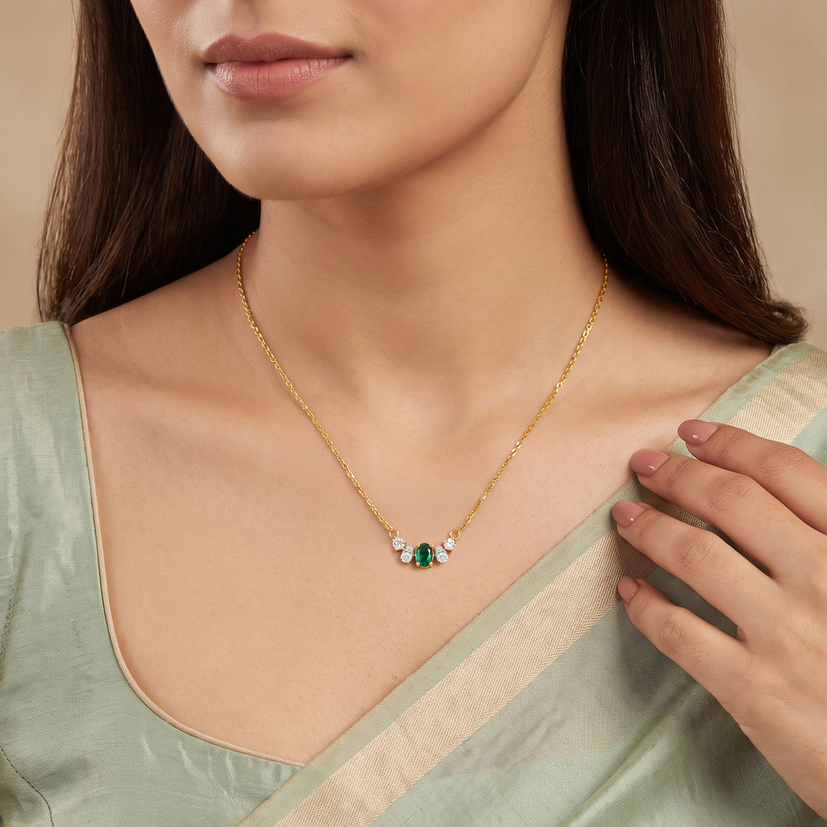 Gold Zohra Lab Grown Diamond Necklace