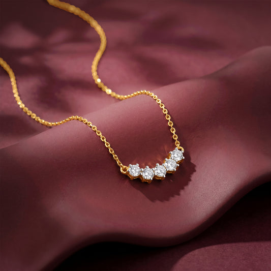 Gold Row of Shine Lab Grown Diamond Necklace