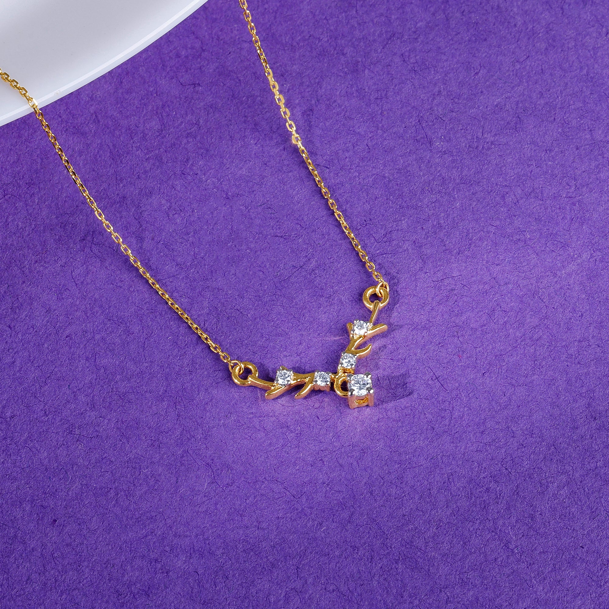 Gold Dearest Deer Diamond Necklace - view 2