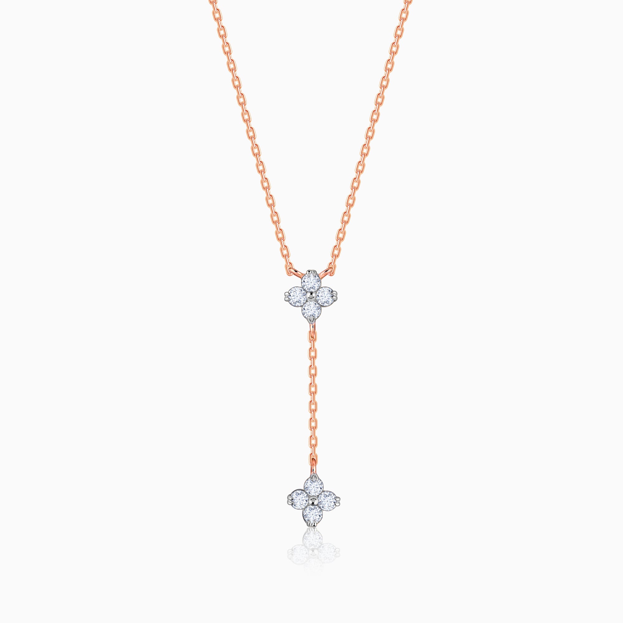Rose Gold Dangling Amorette Lab Grown Diamond Lariat Necklace - Image 1