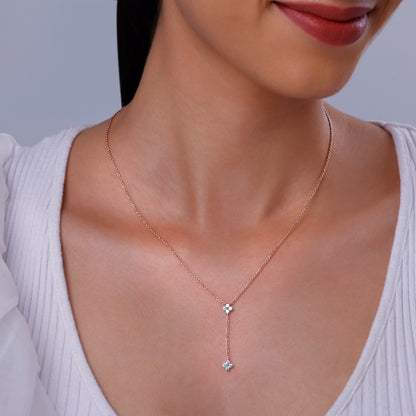 Rose Gold Dangling Amorette Lab Grown Diamond Lariat Necklace