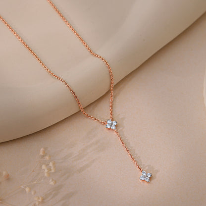 Rose Gold Dangling Amorette Lab Grown Diamond Lariat Necklace