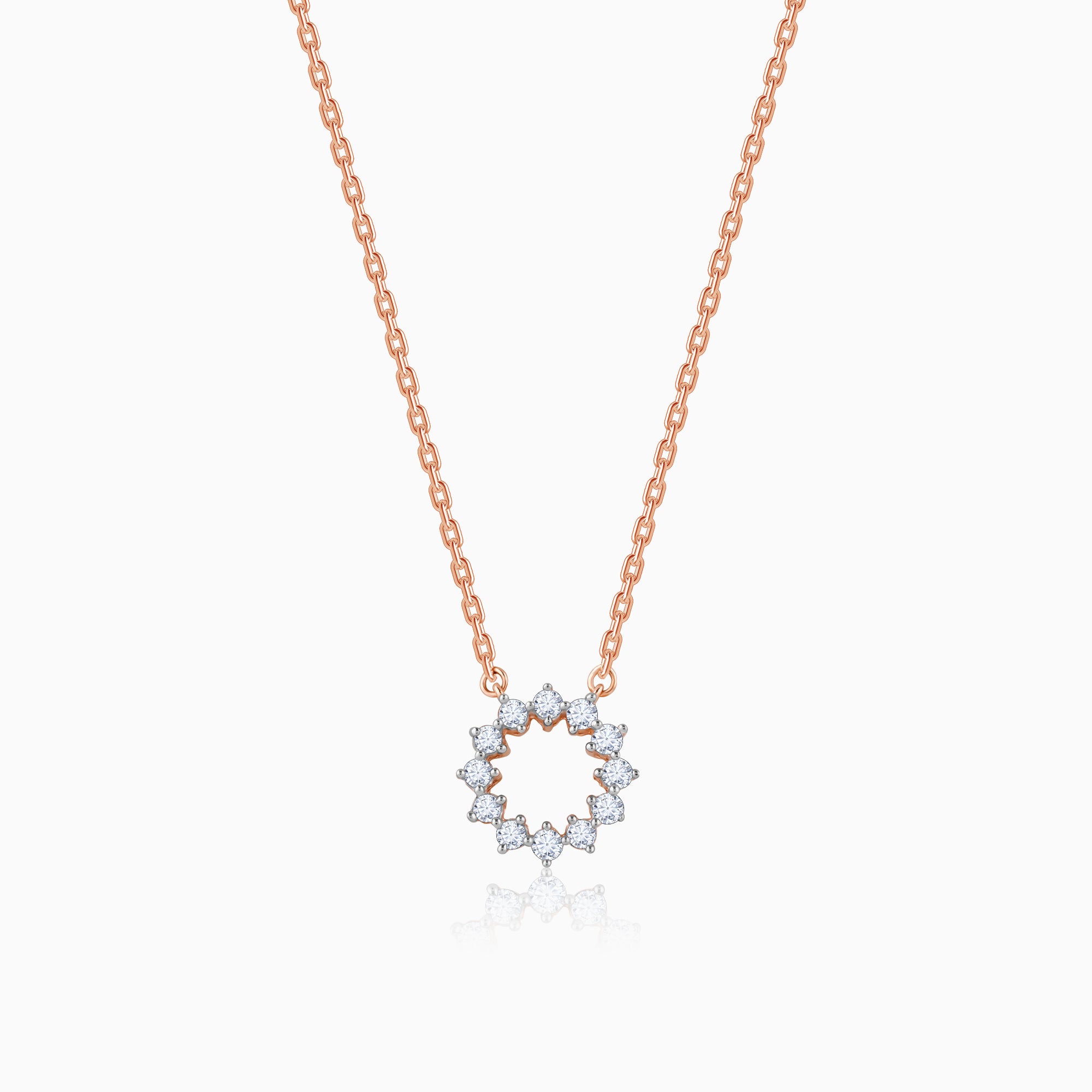 Rose Gold Aureole Diamond Necklace - Image 1