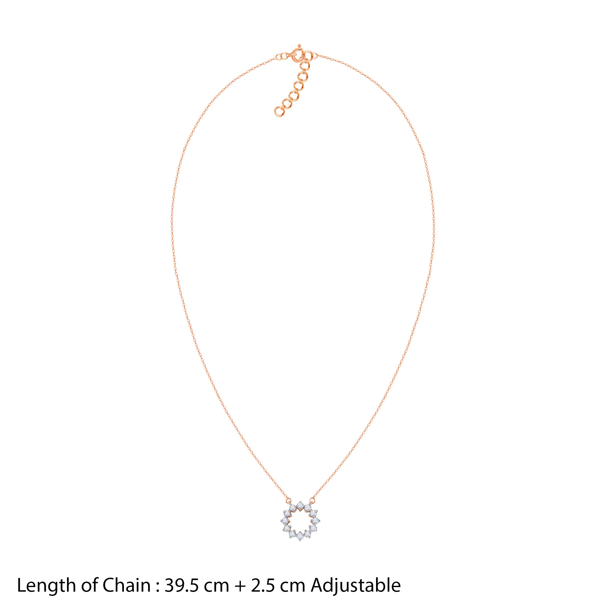 Rose Gold Aureole Diamond Necklace - view 5