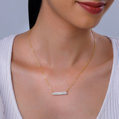 Gold Sparkling Line Lab Grown Diamond Necklace