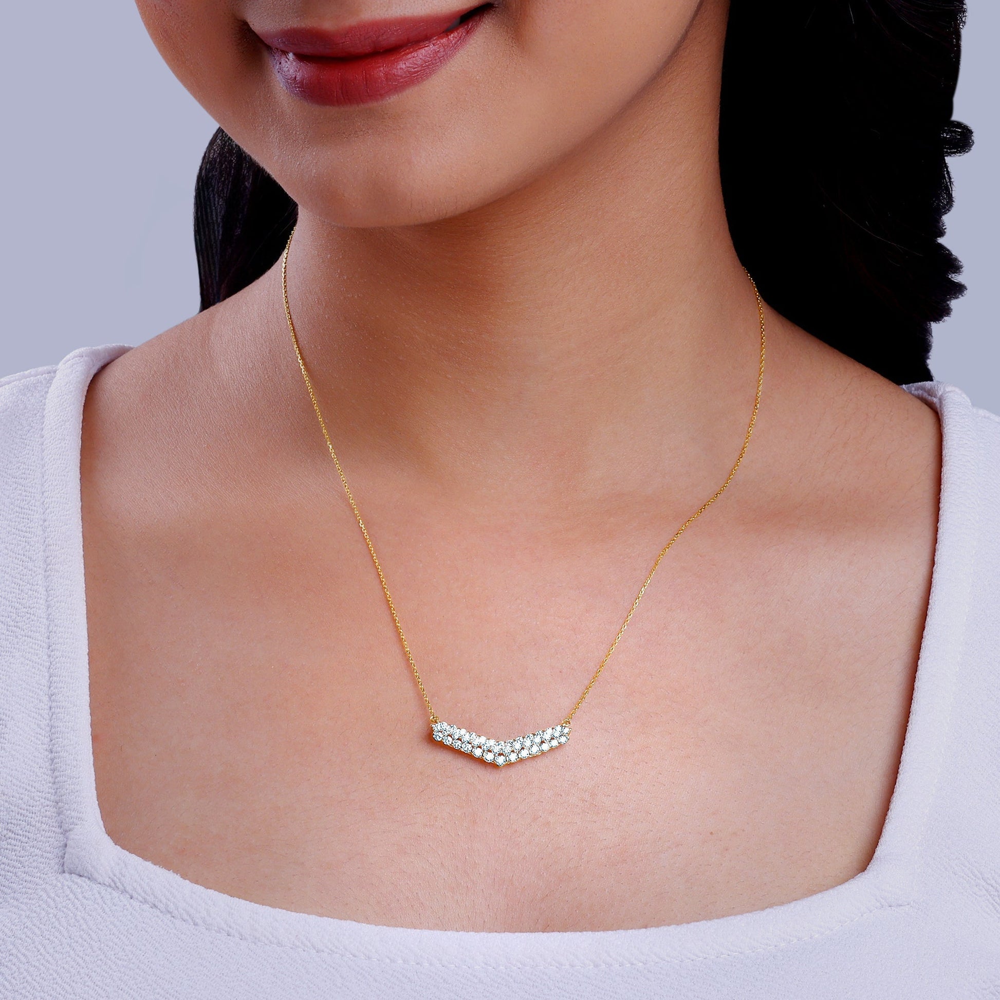 Gold Elegant Vivara Diamond Necklace Daily Wear Gold – Heer by GIVA