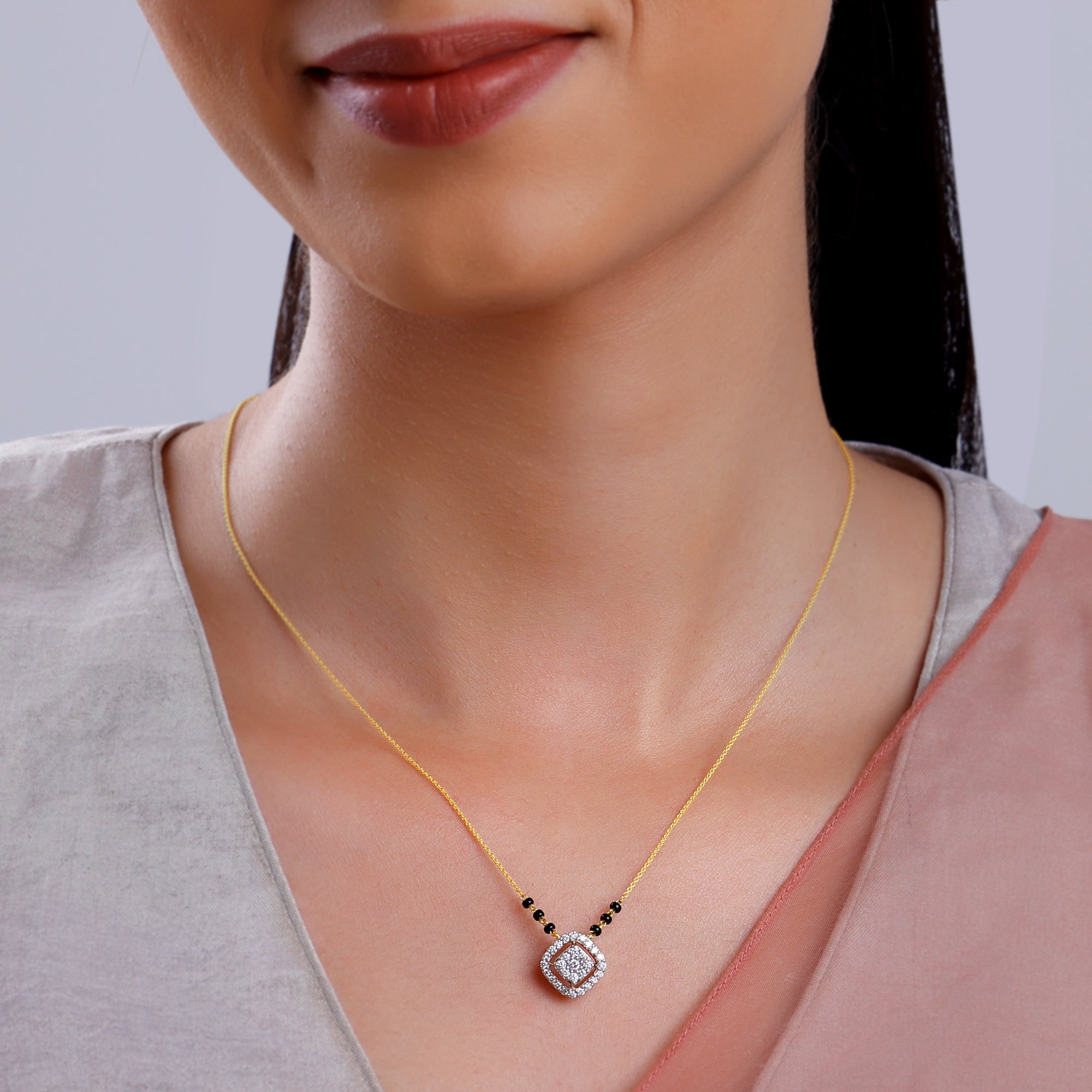 Gold Sushma Lab Grown Diamond Mangalsutra - view 3