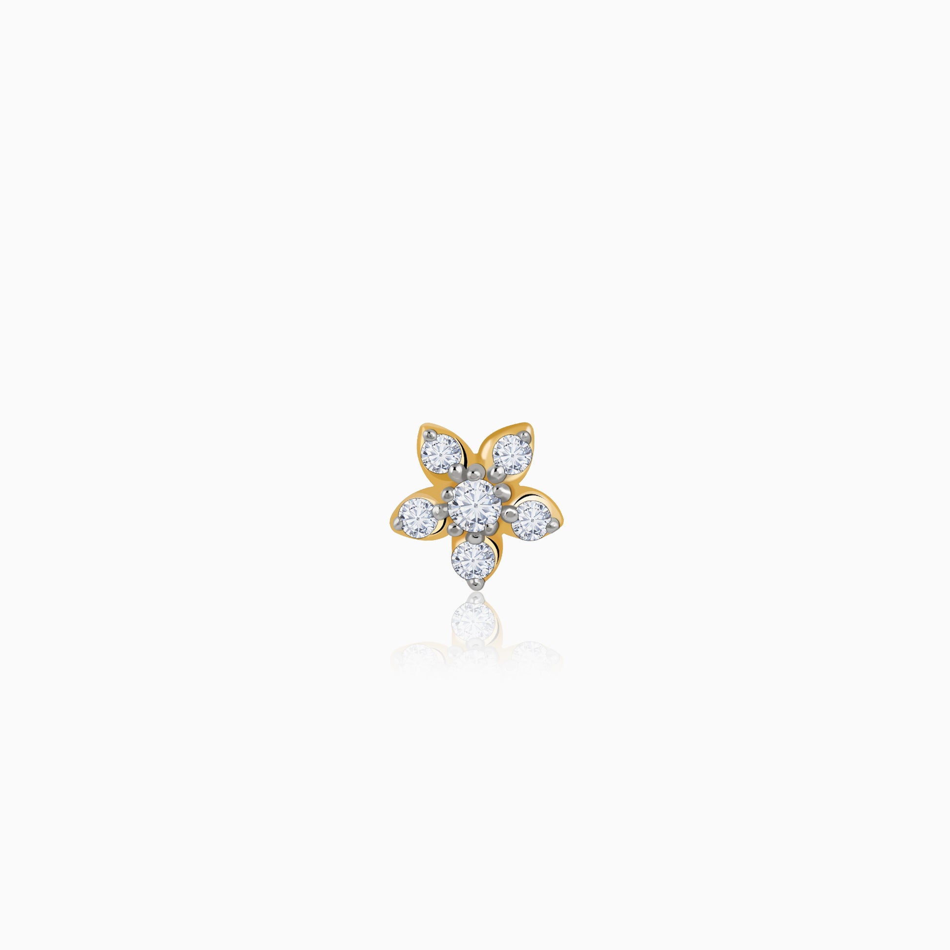 Gold Floral Charm Lab Grown Diamond Nosepin