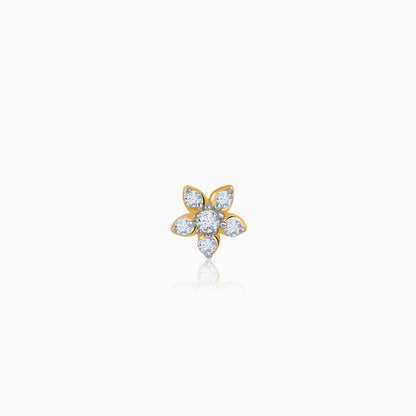 Gold Floral Charm Lab Grown Diamond Nosepin