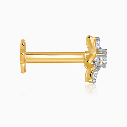 Gold Floral Charm Lab Grown Diamond Nosepin