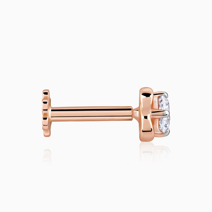 Rose Gold Floral Lab Grown Diamond Nose Pin