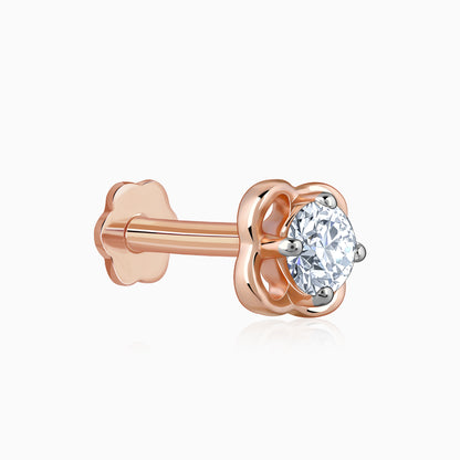 Rose Gold Floral Lab Grown Diamond Nose Pin