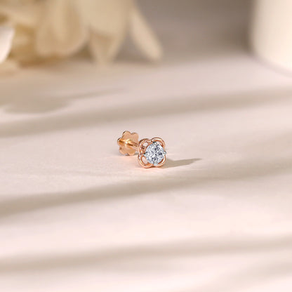 Rose Gold Floral Lab Grown Diamond Nose Pin