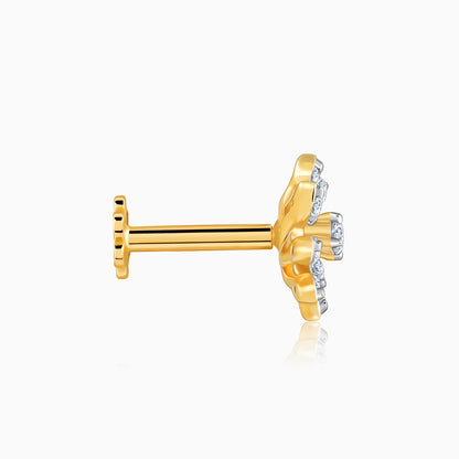 Gold Petal Twirl Lab Grown Diamond Nosepin
