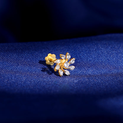 Gold Petal Twirl Lab Grown Diamond Nosepin