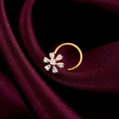 Gold Floral Elegance Diamond Nose Pin
