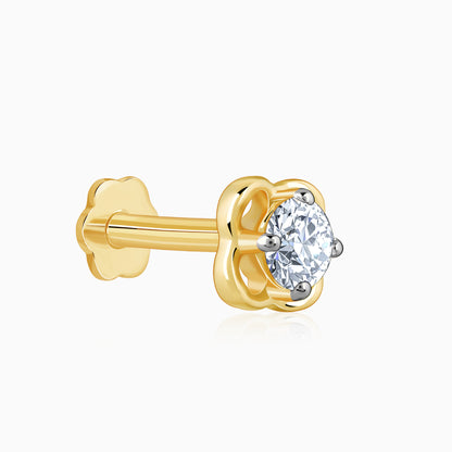 Gold Floral Lab Grown Diamond Nose Pin