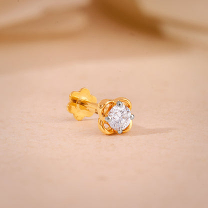 Gold Floral Lab Grown Diamond Nose Pin