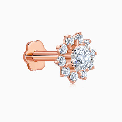 Rose Gold Sunstar Lab Grown Diamond Nose Pin