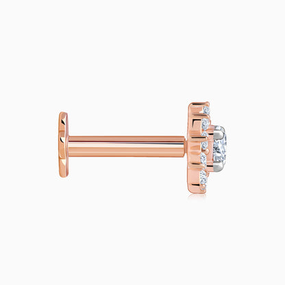 Rose Gold Sunstar Lab Grown Diamond Nose Pin