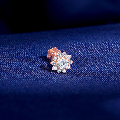 Rose Gold Sunstar Lab Grown Diamond Nose Pin