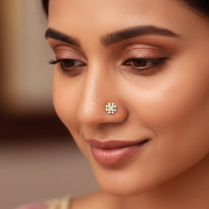 Gold Mosaic Lab Grown Diamond Nosepin