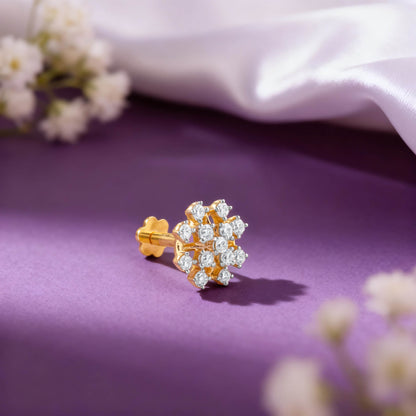 Gold Mosaic Lab Grown Diamond Nosepin