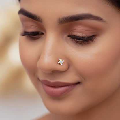 Gold Bold Slash Lab Grown Diamond Nosepin