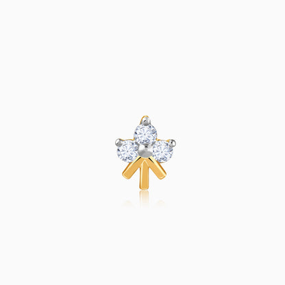 Gold Canna Floral Lab Grown Diamond Nose Pin