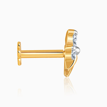 Gold Canna Floral Lab Grown Diamond Nose Pin