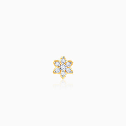 Gold Petunia Flower Lab Grown Diamond Nose Pin
