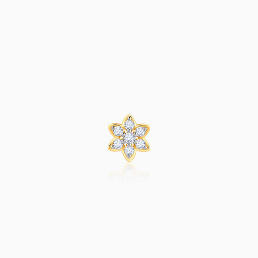 Gold Petunia Flower Lab Grown Diamond Nose Pin