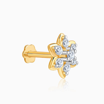 Gold Petunia Flower Lab Grown Diamond Nose Pin