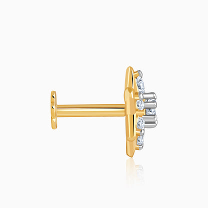 Gold Petunia Flower Lab Grown Diamond Nose Pin