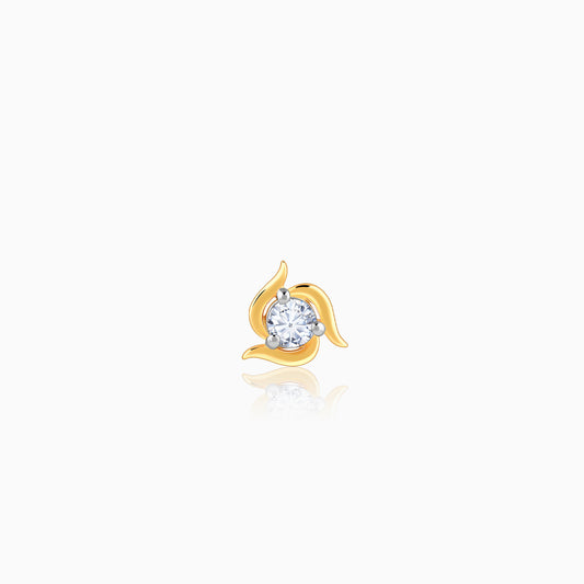 Gold Moonlit Petal Lab Grown Diamond Nose Pin