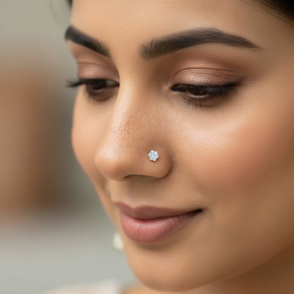 Gold Iceberg Floral Lab Grown Diamond Nose Pin