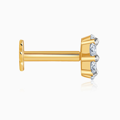 Gold Iceberg Floral Lab Grown Diamond Nose Pin