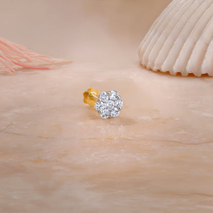 Gold Iceberg Floral Lab Grown Diamond Nose Pin