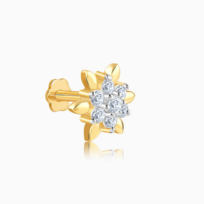 Gold Snowbloom Lab Grown Diamond Nosepin