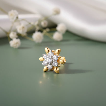 Gold Snowbloom Lab Grown Diamond Nosepin